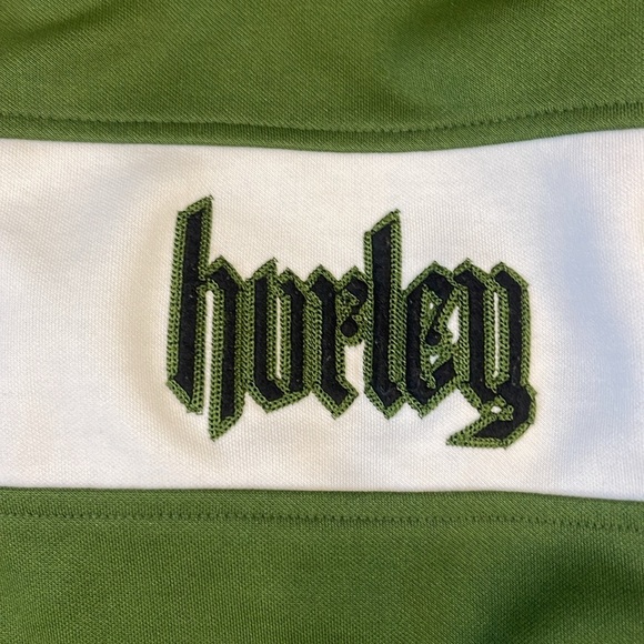 Y2K Hurley Sporty Green Jacket with White Stripe Accents - Picture 2 of 6
